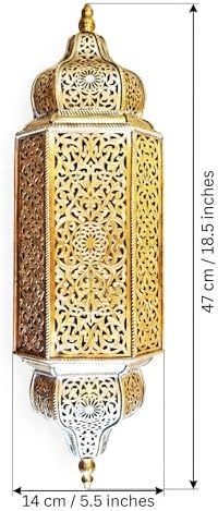 Moroccan Brass Wall Lamp Sconce Home Decor, Handmade Lighting Copper Metal Lights Turkish Lamp, Ramadan Candle Lantern, Candle Holder, Indoor Outdoor, Patio, Porch, Shelf, Garden (Minaret) - Image 2