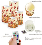 Fall Maple Leaf Pumpkin Flickering Flameless Candles with Remote LED Pillar Candles Battery Operated with Timer Color Changing Electric Candles for Thanksgiving Day Home Kitchen Decor - Image 3