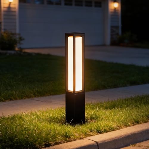 SkyGlow 26" Bollard Light, 12V Low Voltage Aluminum LED IP65 Waterproof Outdoor Modern Landscape Path Lights 3000K Curb Appeal Hardwired for Garden Pathway Lawn Patio Courtyard Driveway Commercial by SkyGlow