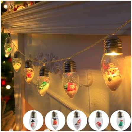 CAKERS Christmas Tree Decor Hanging String Lights|Creative PVC Clear Light Bulb Modeling Led Copper Wire Lights for Party Wedding Birthday Decor,A,2m(6.5ft)-10LED-Battery by CAKERS