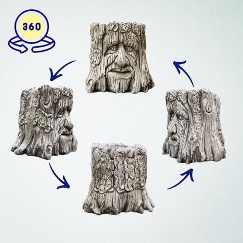 OLOMA Tree Stump Face Concrete Garden Statue Outdoor Sculpture for Patio Yard Lawn Decor Rustic Woodland Planter Style Ornament Fantasy Forest Garden Decoration Gift - Image 4