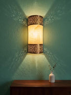 Set of 2 Moroccan Brass Wall Lamp Sconce Home Decor, Handmade Lighting Copper Metal Lights Turkish Lamp, Ramadan Candle Lantern, Candle Holder, Indoor Outdoor, Patio, Porch, Shelf, Garden (Symmetry) - Image 7