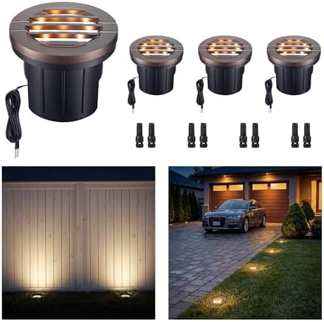 LED Outdoor In-Ground Well Lights, 12V Low Voltage Wired Landscape Lighting for Path & Driveway, IP67 Waterproof, Anti-Glare Aluminum ORB (4-Pack, Color Temp Random: 3000K or 5CCT Upgrade) by Varmtalys