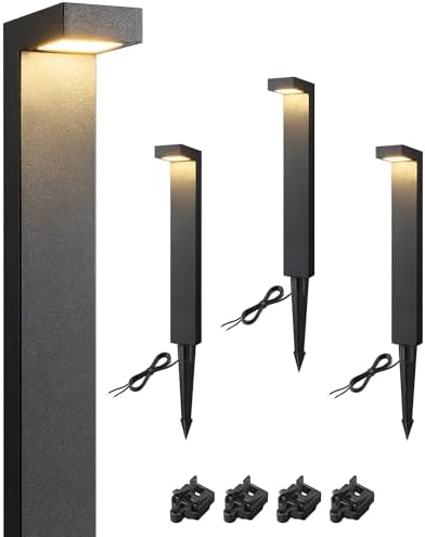 SURAIELEC 4 Pack Low Voltage Landscape Lighting, Warm White, Aluminum by SURAIELEC
