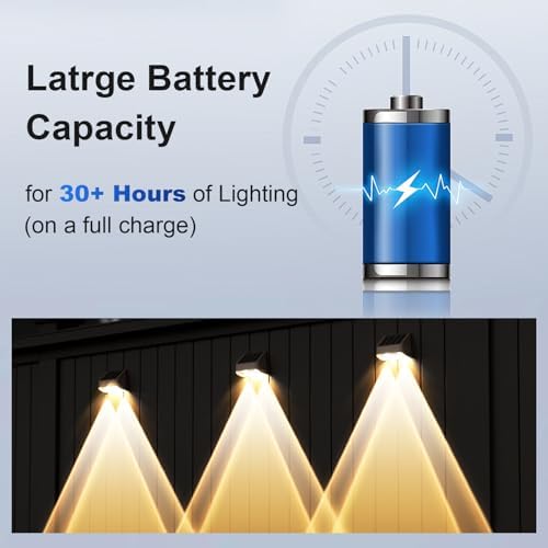 Long Lasting Solar Fence Lights Outdoor,3000/4000/6000K,Deck Lights Waterproof,Perfect for Winter and Rainy Days,Dusk to Dawn High Brightness Solar Lighting for Wall,Step,Yard,Patio,Backyard(12 Pack) - Image 6