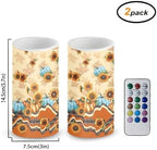 Sunflower Flameless Candles with Remote and Timers Flickering Battery Operated Candles Maple Leaves Flameless LED Pillar Lights for Fall Home Party Banquet Decoration - Image 2