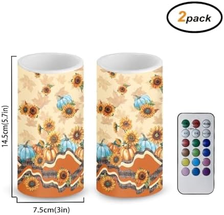 Sunflower Flameless Candles with Remote and Timers Flickering Battery Operated Candles Maple Leaves Flameless LED Pillar Lights for Fall Home Party Banquet Decoration - Image 2