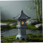Resin Solar Japanese Pagoda Garden Statue Lantern, Decorative Zen Landscape Light for Yard Patio Lawn, Waterproof Outdoor Decor Style 4 - Image 6