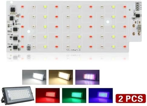 2-Pack 50W RGB LED Floodlight Chip, SMD2835 AC 220V, Color Changing Light Beads for Outdoor Spotlights & DIY Lighting(Blue LED Chip) - Image 3