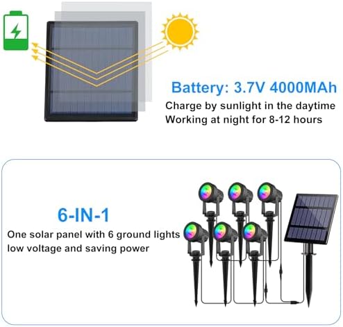 Solar Spot Lights Outdoor Color Changing,RGB Spotlights 6-in-1 - Image 3