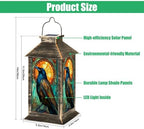 Solar Lantern Stained Glass Raven Vibrant Feathers Golden Sun Wildlife Art Outdoor Waterproof Hanging Solar Light Outside Lights for Patio Yard House Lawn Decor Birthday Gifts for Women Mom - Image 2