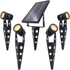 4-Spotlight Mini 50X Solar-Powered LED Spotlight (Warm White LED), Black Finish, Outdoor Garden Yard Landscape Downlight by SolarLightMart