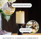 Luminara Realistic Artificial Moving Flame Pillar Candle - Moving Flame LED Battery Operated Lights - Unscented - Remote Ready - Remote Sold Separately - Ivory - 3" x 4.5" (Pack of 3) - Image 4
