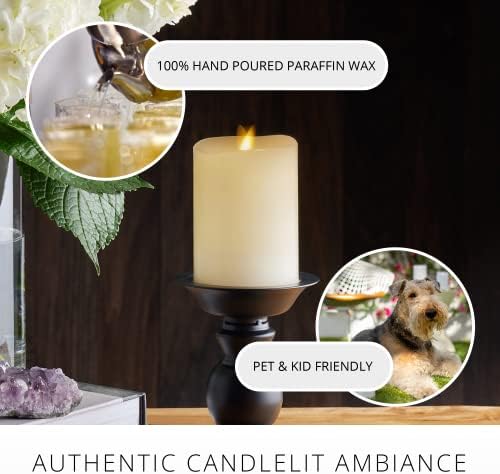 Luminara Realistic Artificial Moving Flame Pillar Candle - Moving Flame LED Battery Operated Lights - Unscented - Remote Ready - Remote Sold Separately - Ivory - 3" x 4.5" (Pack of 3) - Image 4