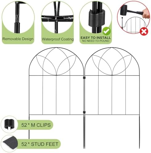 26 Pack Small Garden Fence, 24in(H) x 28ft(L) Decorative Fencing - Image 2