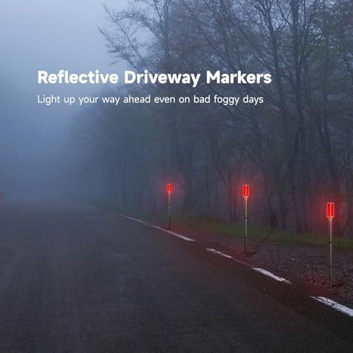 Joyibay 5-Pack Solar Powered Driveway Markers, Solar Warning Lights, Solar Outdoor Driveway Lights, Driveway Reflectors on Poles for Snow Road Yard(Red) - Image 4