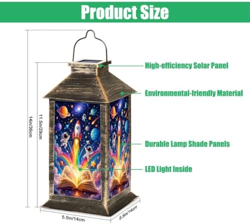 Solar Hanging Lantern Colorful Space Exploration Scene Rocket Astronauts Galaxy Elements Waterproof LED Lights Decor Patio Yard Lawn Porch Lamp, Birthday Gift for Mom Women Garden Outdoor Decor - Image 2