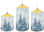 Cozeyat Flameless Candles with Remote Set of 3, Christmas Tree Musical Note Snowscape Print Flickering Electric Candles for Christmas Decor, Unscented Realistic Bullet Floating Flame Candles - Image 2