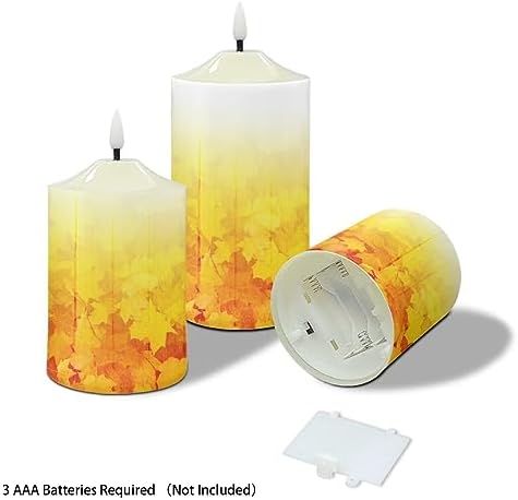 Cozeyat 3Pack Timer Flameless LED Candles, Long Lasting Battery Operated Tea Light with Timers, Fallen Leaf Design 4/6H Timers Flameless Candles with Remote for Wedding Table Decor - Image 3