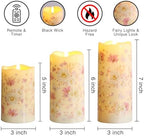 Eywamage Floral Fiber Optic Flameless Pillar Candles with Remote Set of 3 - Image 2