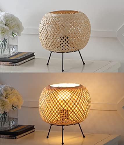 JONATHAN Y Palma 10.75" Bohemian Rattan Metal Mini Table Lamp, Light Brown - Image 5