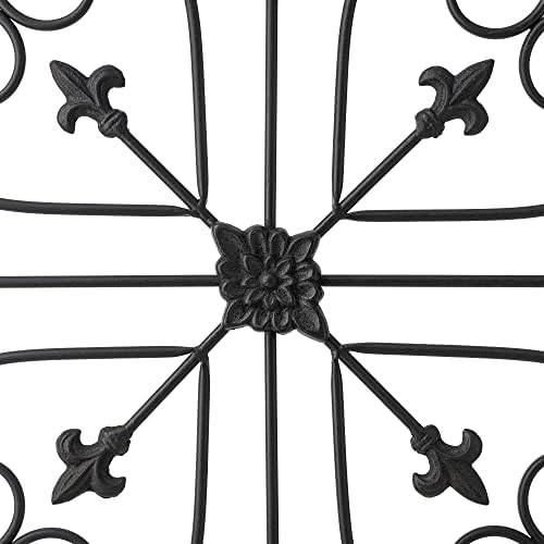 Glitzhome Vintage Wall Decor, Black Artistic Beauty Metal Garden Ornament Powder-Coated Matte Black Finish Charming Fleur-de-lis Outdoor Indoor Decoration - Image 7