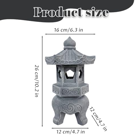 Pagoda Garden Statue, Resin Solar Japanese Pagoda Lantern, Decorative Zen Garden Landscape for Yard Patio Lawn, Style 3 Statue - Image 3