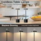 Cordless Rechargeable Table Lamp, 4000mAh Battery Operated, Black, 2 Pack - Image 6