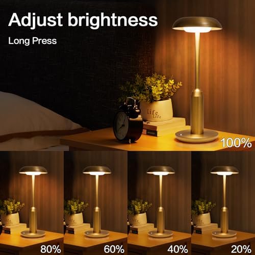 2 Pack Cordless Table Lamp, Rechargeable Table Light,Gold - Image 2