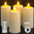 SoulBay Flameless LED Candles, 4-Pack USB Rechargeable, Flickering Waterproof White Pillar Candles with Remote Control Timer for Outdoor Lantern Patio Yard Indoor Holiday Decor, 2.75 x 5.1 Inches by SoulBay