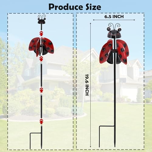 4 Pack Metal Wind Spinners Garden Stake Butterfly Frog Bee Kinetic Art - Image 4