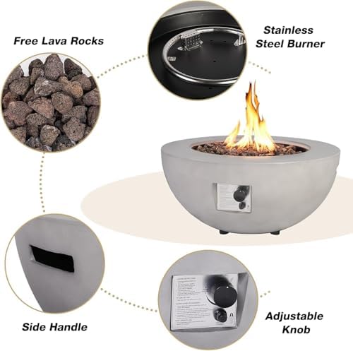 31.5'' Propane Round Fire Pit Table w/Tank Cover for Outside Patio - Image 4