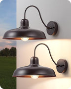 EDISHINE 12" Farmhouse Gooseneck Barn Light, 2 Pack Outdoor Wall Light by EDISHINE
