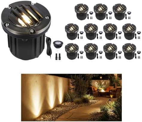 Gardenreet Solid Brass Well Light - All Weather 12V In-Ground LED Low Voltage Landscape Lighting, Replaceable Bulb Fixture, Antique Bronze for Patio Pathway Backyard with 2700K Warm White MR16 Bulb by Gardenreet