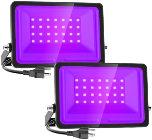 Onforu Purple Halloween Lights, 30W Dusk to Dawn Floodlight 2 Pack LED Flood Light Outdoor Decoration, Auto ON/Off Plug in Spot Light, IP65 Waterproof Uplighting Uplights for Party Garden by Onforu