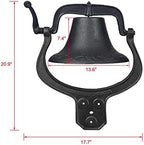 17'' Large Cast Iron Dinner Bell, Farmhouse Hanging Bell for Outdoor Use - Image 2