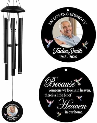 Customized Photo 32" Wind Chimes Memorial Mom Dad Gifts by Astarin