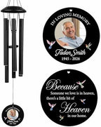 Customized Photo 32" Wind Chimes Memorial Mom Dad Gifts by Astarin