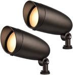 OHLECTRIC One-Light Halogen Landscape Floodlight (2-Pack) Wet Rated Outdoor Light Fixture for Garden Yard Pathway Durable Weatherproof Die-Cast Metal Housing. 50W 120v 6.25 Inches, PAR20 (Dark Bronze) by OhLectric