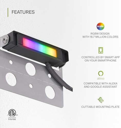ASD LED 4 Inch Retaining Wall Light Fixture, Hardscape Paver Lighting | RGBW, App & Voice Control, Waterproof, ETL Listed | 2W 60LM RGB-2700K-6500K 12V | Landscape Step Illumination | Black, 8 Pack - Image 3