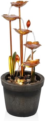 Alpine Corporation ZDQ106 Indoor Tiered Flower Water Fountain with LED Light, 23 Inches Tall, Copper by Unknown