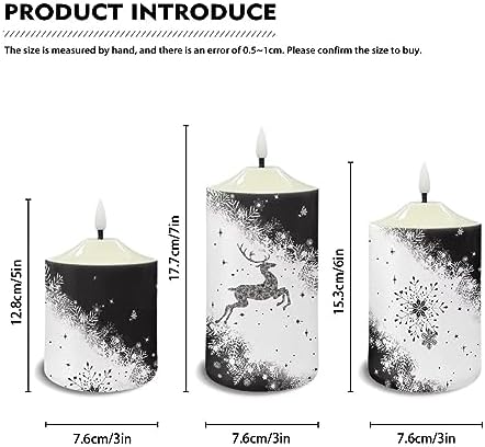 Cozeyat 3 Pieces Flameless Candles with Remote Control, Flickering Romantic Realistic Wax Pillar Tealights, Christmas Snowflake ELK Pattern Flameless Bullet Floating Candles for Christmas - Image 6