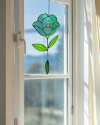 Flower Suncatchers, Stained Glass Window Hangings, Garden Suncatchers for Window and Wall Decor (B-Green) - Image 3