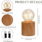 JHY DESIGN Set of 4 Wood Grain Table Lamp 6.5" Tall Cordless Lamp Light with Edison Style Bulb and 6 Hours Timer Battery Operated Lamp Great for Living Room Weddings Parties Patio Indoors Outdoors - Image 4