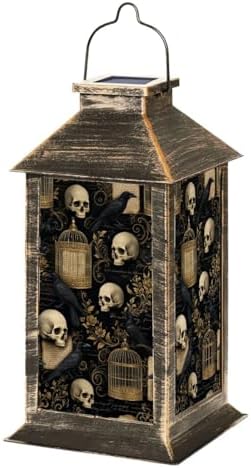 Solar Lantern Outdoor Garden Hanging Lantern Gothic Skull Raven Vintage Birdcages Aesthetic Crow Waterproof Solar Powered Lighting Outside Table Lamp for Patio Deck Yard Camping by Unknown