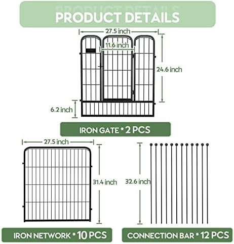 Decorative Garden Fence 12 Pack for Dogs 32in (H) x 28ft (L) with Lock,Metal Wire Fencing Border Animal Barrier,Flower Bed Border for Landscape Patio Yard Outdoor - Image 4