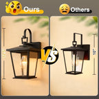 Kalium Outdoor Wall Lantern 2 Pack, Waterproof Exterior Wall Mount Light with Clear Glass in Black Finish, Porch Outside Lighting for Entryway, Backyard, Patio, E26 Base, Clear Glass 12.5 in - Image 5
