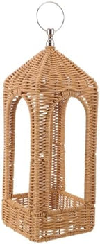 Handwoven Boho Candle Lantern Holder with Hanging Design, Coffee PE by Amosfun
