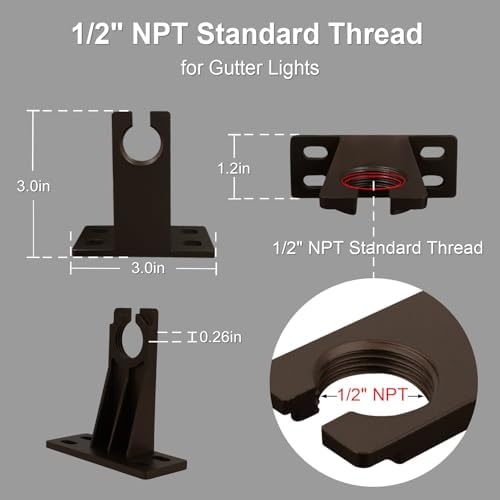Gutter Brackets with 1/2" NPT Thread for House Gutter Lights - Image 2