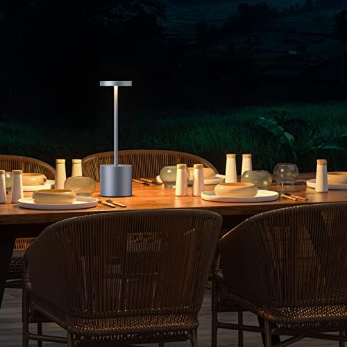 SAKRINGT 2 Pack Cordless Table Lamp Rechargeable,5000mAh Battery Operated Portable LED Table Light,Dimming Desk Lamp for Patio/Restaurant/Outdoor (Grey) - Image 5